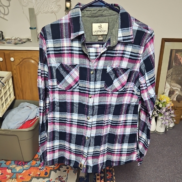Legendary Whitetails Women's Plaid Button Down Shirt - Pink, Blue, White - Picture 1 of 7
